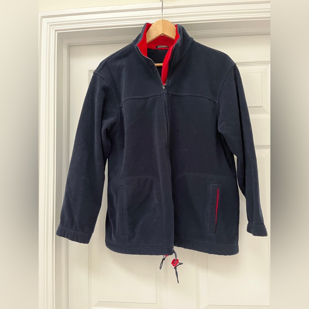 Marks & Spencer Navy Blue Fleece Jacket with Red Accents